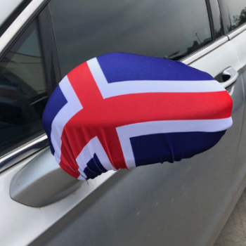 venta al por mayor elástico spandex islandia espejo de coche bandera para actividad