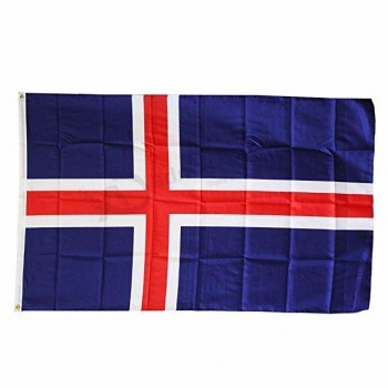 Bandera de país de Islandia cruzada roja blanca y azul con dos ojales