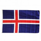 Red white and blue cross iceland country flag with two grommets