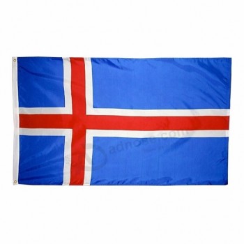 スクリーン印刷ポリエステル生地3x5ftアイスランド国旗