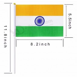 Indien-Stockflagge, 5 PC Handstaatsflaggen auf Stock 14 * 21cm