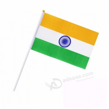 high quality polyester india hand held wave national country flag