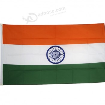 3x5ft duurzame polyester India nationale dag viering aangepaste vlag met twee doorvoertules