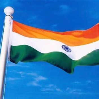 Impresión de poliéster promocional personalizada india bandera del país nacional indio con poste