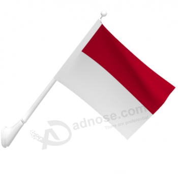 bandera nacional montada en la pared de indonesia del país con el poste