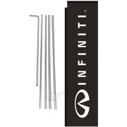 Infiniti Autohaus Werbung Rechteck Feder Banner Fahne Schild mit Pol Kit und Erdspieß, schwarz