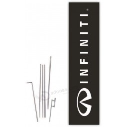 cobb promo infiniti (black) rectangle boomer flag with complete 15ft pole kit and ground spike