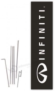 cobb promo infiniti (black) rectangle boomer flag with complete 15ft pole kit and ground spike