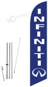 bandera de plumas cobb promo infiniti (azul) con kit completo de poste de 15 pies y punta de tierra