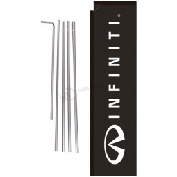 Infiniti Autohaus Werbung Rechteck Feder Banner Fahne Schild mit Pol Kit und Erdspieß, schwarz