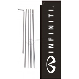 infiniti auto dealership advertising rectangle feather banner flag sign with pole Kit and ground spike, black