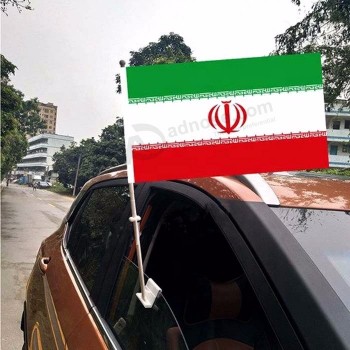 Banderas de ventana de coche de Irán de poliéster personalizado de 30x45 cm con poste de plástico