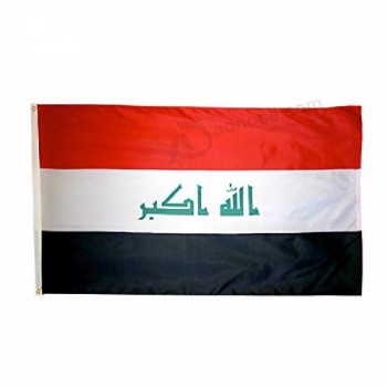 이라크 국기 100 % 폴리 에스터 직물 국기 바람에 나 부 끼고