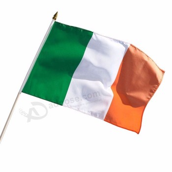 Aficionado a los deportes que anima la bandera de Irlanda