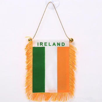 Customized Ireland satin car mini hanging pennant flag