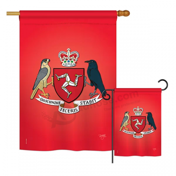2 Stück Isle of Man der Welt Nationalität Impressionen dekorative vertikale 2-seitige Polyester Flagge Set