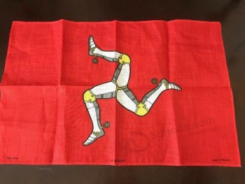 Flag of the Isle of Man Manx Triskelion Three Legs Ulster Irish Linen 19X21.5”