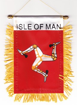 janela da ilha de Man, bandeira pendurada