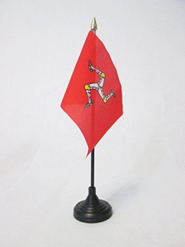 bandeira da tabela da ilha de Man 4 '' x 6 '' - manx - bandeira inglesa da mesa 15 x 10 cm - parte superior da lança dourada