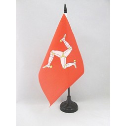 Isle of Man 테이블 플래그 5 ''x 8 ''-Manx-영어 데스크 플래그 21 x 14 cm-검은 색 플라스틱 스틱 및 받침대