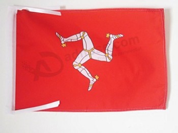 Isle of Man Flagge 18 '' x 12 '' Schnüre - Manx - englische kleine Flaggen 30 x 45cm - Banner 18x12 in