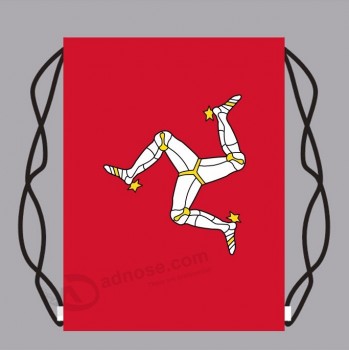 Zaino con coulisse bandiera isola di Man in poliestere di vendita calda per la promozione