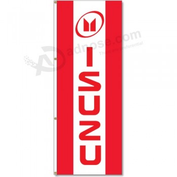 venta al por mayor personalizada de alta calidad 3x8 pies vertical isuzu logo bandera
