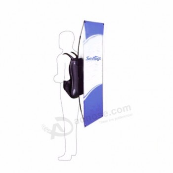 Custom design walking advertising backpack flag banner