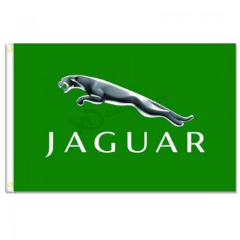 home king jaguar green flags banner 3x5ft 100% polyester,canvas head with metal grommet