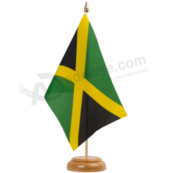 bandera de escritorio jamaica de poliéster al por mayor con soporte de metal