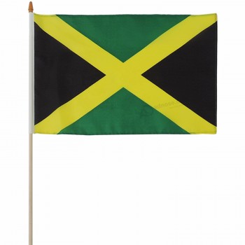 Bandiera tremante tenuta in mano nazionale nazionale della Giamaica del fan