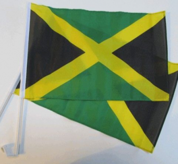 Factory selling car window Jamaica flag with plastic pole