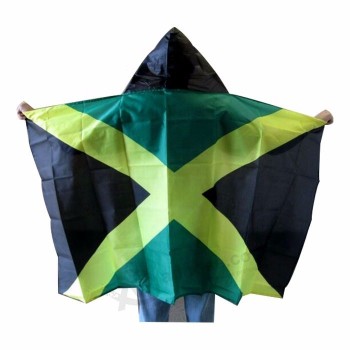 promoción poliéster deportes poncho ponible jamaica body cape flag