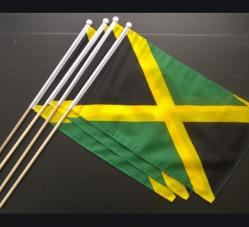 pequeno, mini, mão, jamaica, vara, bandeiras, bandeira