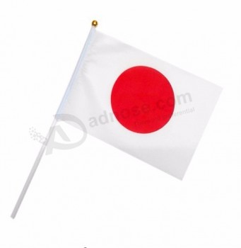 Bandeira nacional do japão com mastros de bandeira de plástico 21 * 14 cm bandeira da mão japonesa acenando bandeiras
