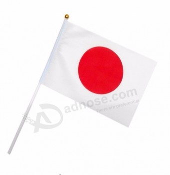 astas de bandera de plástico 21 * 14 cm banderas ondeando la bandera japonesa de la mano