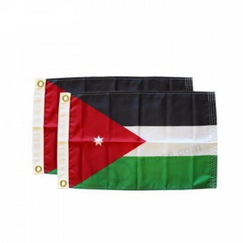 100% poliéster arabia country rojo negro verde bandera de jordania con arandela de latón