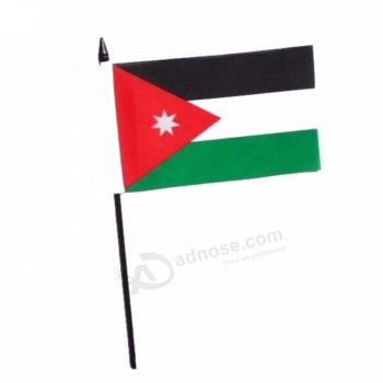 Logotipo personalizado barato qualquer tamanho uso ao ar livre bandeira da onda de mão de jordânia para promoção