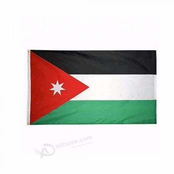 Bandera nacional de jordania al por mayor caliente 3 * 5 pies 150 * 90 cm-color vivo y bandera de poliéster jordania resistente a la decoloración UV