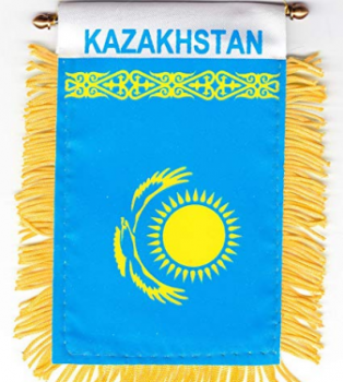 폴리 에스테 카자흐스탄 국가 차 거는 거울 깃발