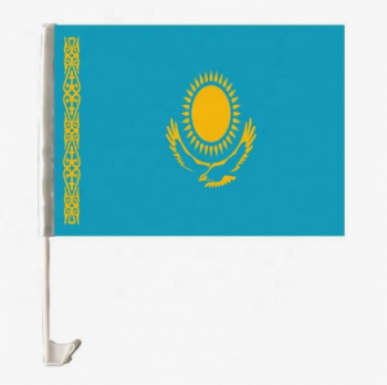 Venta de fábrica de la ventana del coche de Kazajstán bandera con poste de plástico