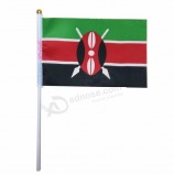 Kenya Country hand held waving flag with sticks