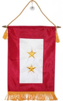 12 in x 18 in Embroidered Two Star KIA Gold Military Service Nylon Flag Banner for Home and Parades