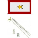 3x5 Ein goldener Stern KIA Flagge mit 6 Ft weißen Fahnenmast Fahnenmast Kit - Partydekorationen liefert für Paraden