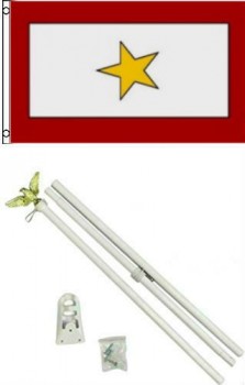 3x5 One Gold Star K.I.A Flag w/6 Ft White Flagpole Flag Pole kit - Party Decorations Supplies for Parades