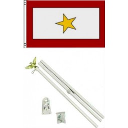 3x5 One gold star K.I.A flag w/6 Ft white flagpole flag pole kit - party decorations supplies for parades