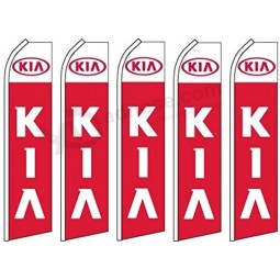 5 Swooper Flatterfahnen KIA Logo Rot Weiß