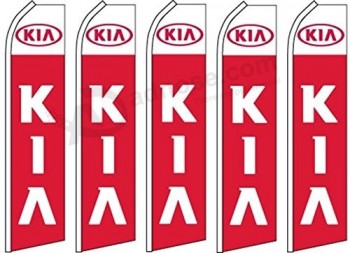 5 Swooper Flutter Feather Flags KIA Logo Red White