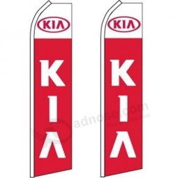 2 swooper flutter feather flag KIA logo Red white