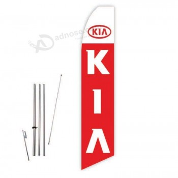 Bandera de plumas super novo de Kia (rojo) - completa con un juego de postes de 15 pies y una punta de tierra